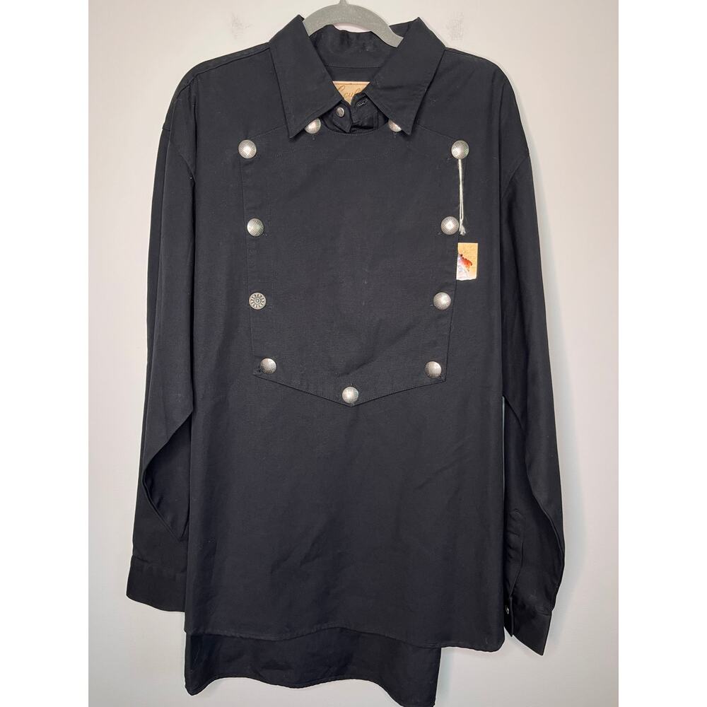 NWT Scully Black Western Rodeo Cowboy Yellowstone Rangewear Bib Front Shirt‎ L